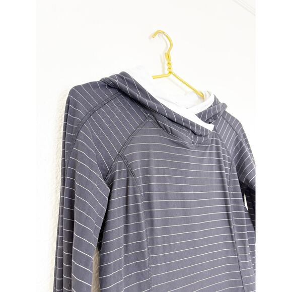 Lululemon Think Fast Hoodie Size 6 Thin Pin Stripe Black White Athleisure - Picture 6 of 13